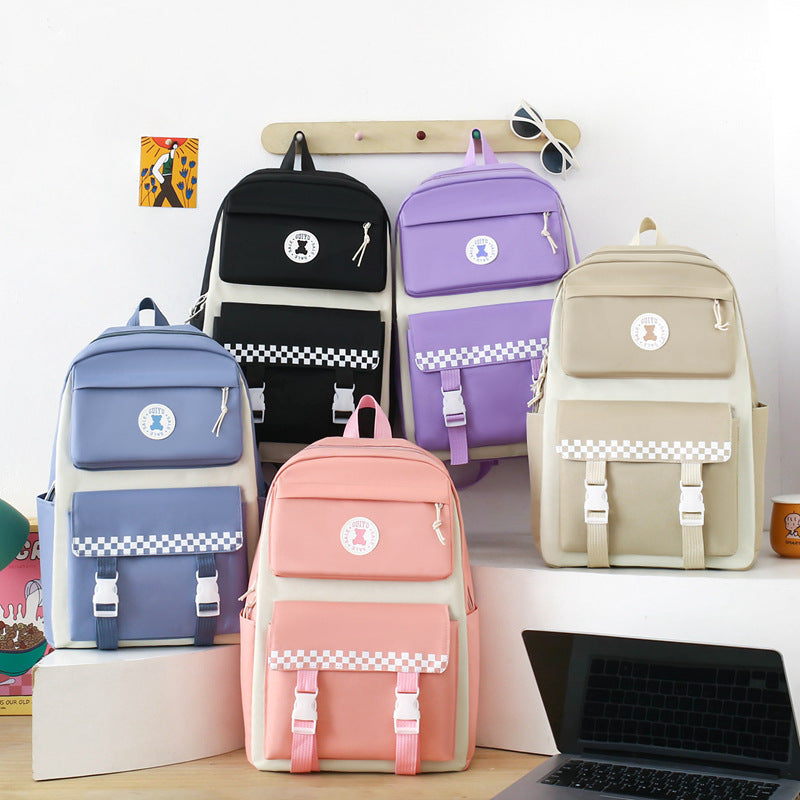 New primary school schoolbag women's lightweight large-capacity junior high school student campus backpack four-piece casual backpack bags