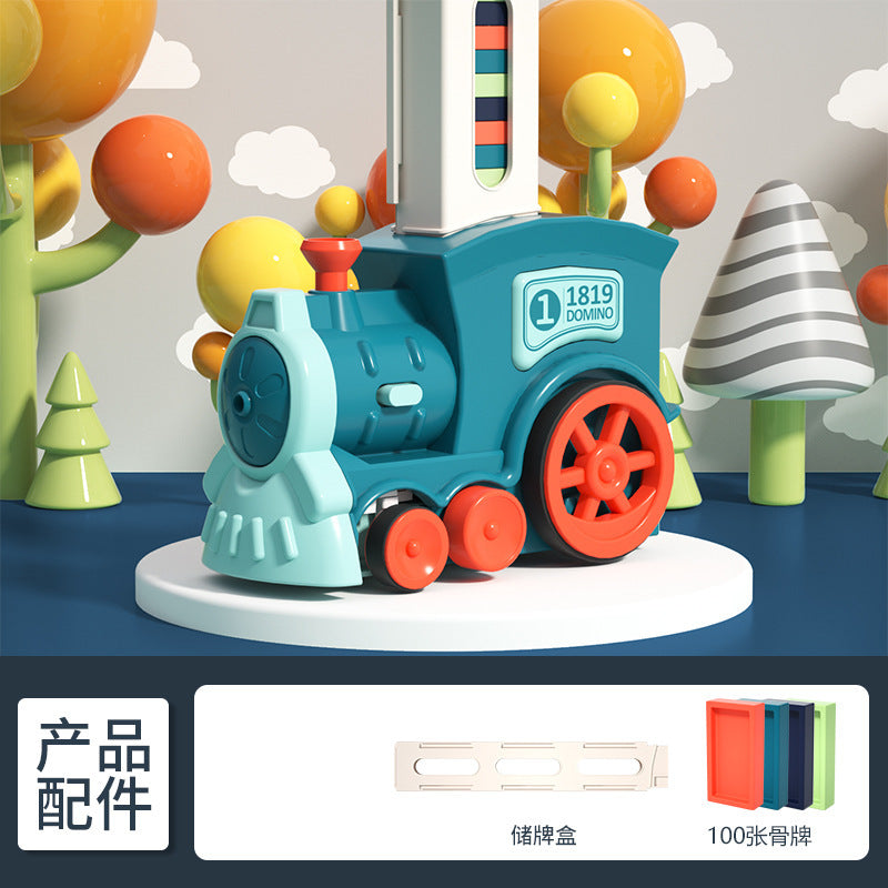 Domino electric train automatic building block dispenser - fun & educational toy for kids - popular cross-border toy
