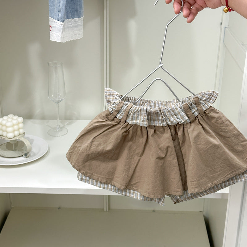 girl skirt girl fashionable skirt k-style western style layered skirt plaid cake pleated short skirt