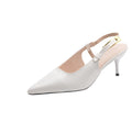 Gentle high heels women's stiletto heels 2025autumnew arrival pointed toe one-piece buckle toe sandals patent leather back empty flats