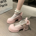2025 new round-toe mary janes chunky heel sweet princess flats