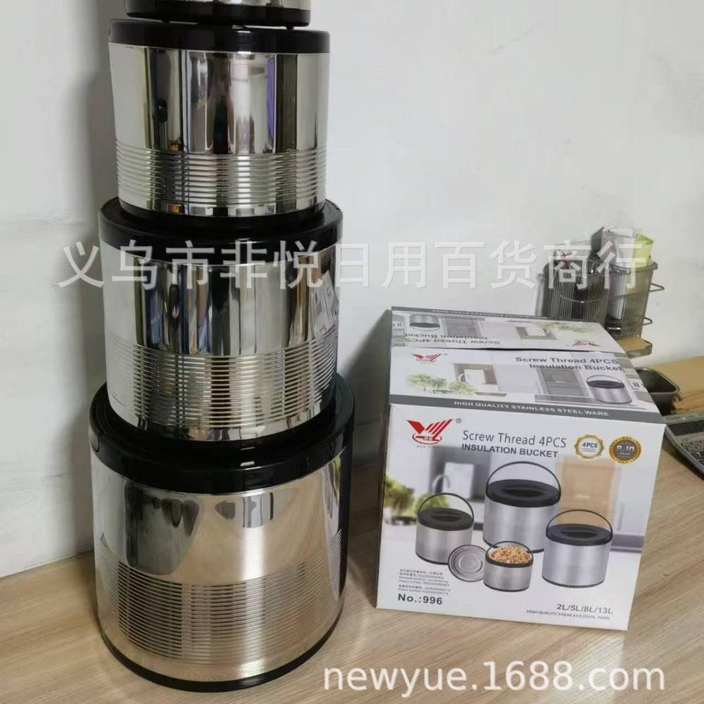 factory direct sales stainless steel insulated bucket portable insulated bucket large capacity commercial five-piece insulated pot