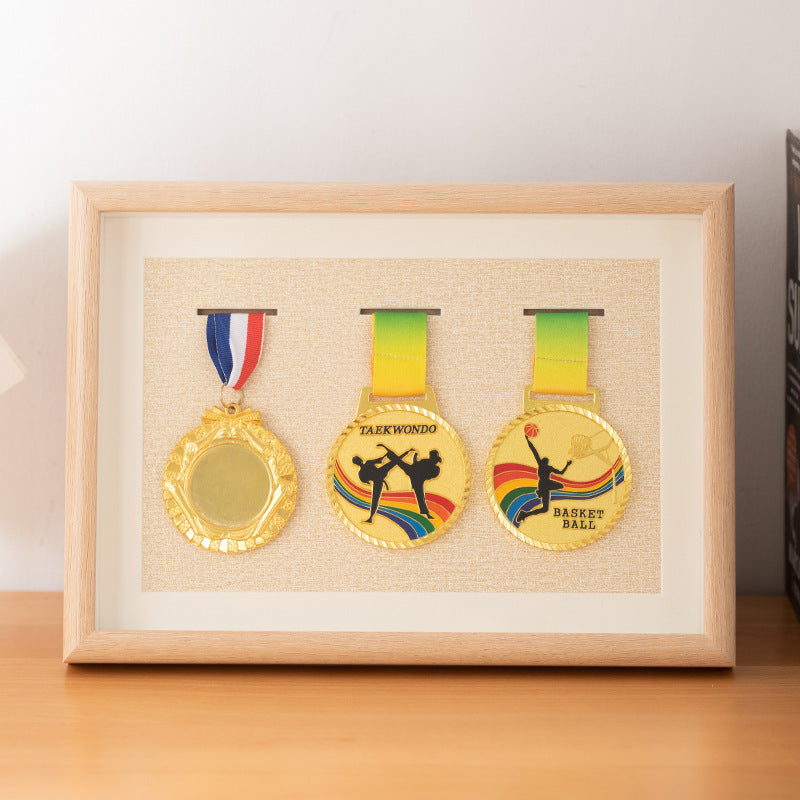 Wooden photo frame table medal storage display photo frame marathon gold medal hollow picture frame 10 inch keep medal