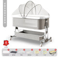 Aluminum alloy baby crib convertible to big bed, multifunctional portable folding children's bed, newborn baby bed with changing table