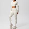 Ready-to-ship, solid-color, double-sided nylon brushed fabric, barely-there feel, form-fitting activewear yoga set for running and fitness, two-piece
