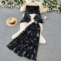 French holiday style one shoulder floral tops high waist skirt women's summertwo-piece set atmosphere elegantsuit