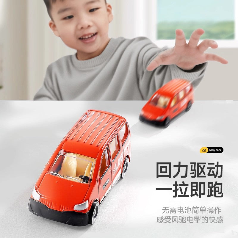 Kids' alloy diecast car model - realistic pull-back toy - collectible figurine for boys - ambulance, cargo truck, bus