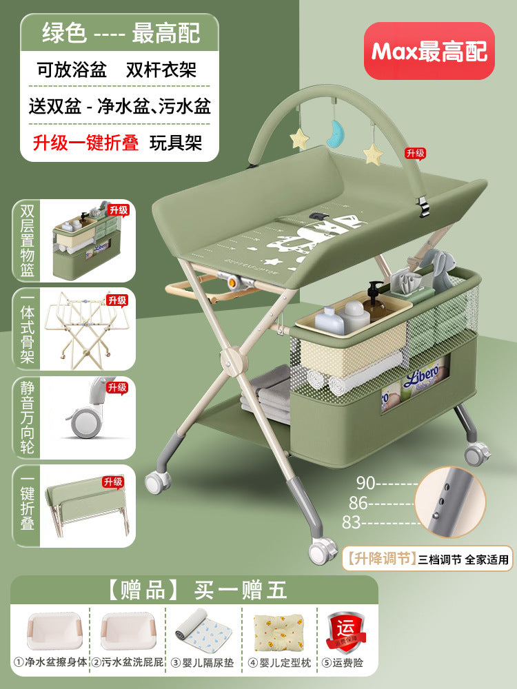 Changing table - multifunctional foldable baby care station for diaper changing, massage, bathing, and newborn care