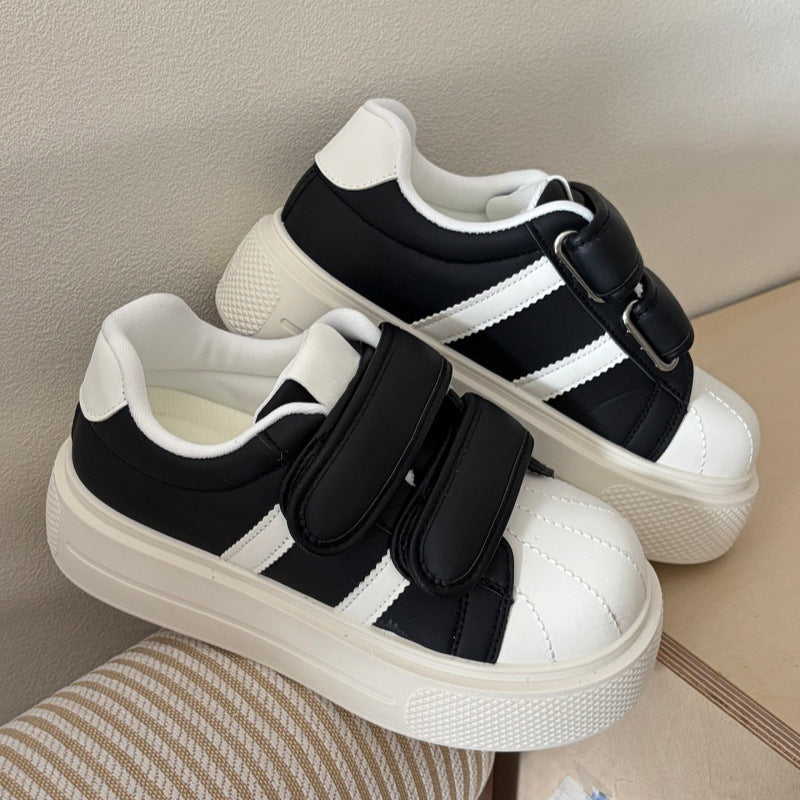 Shell toe thick sole sneakers women's velcro white shoes casual shoes women's shoes 2026new arrivalspring height increasing german training shoes