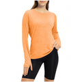 cross-border round neck finger sleeve yoga long sleeve training running sports top t-shirt for women