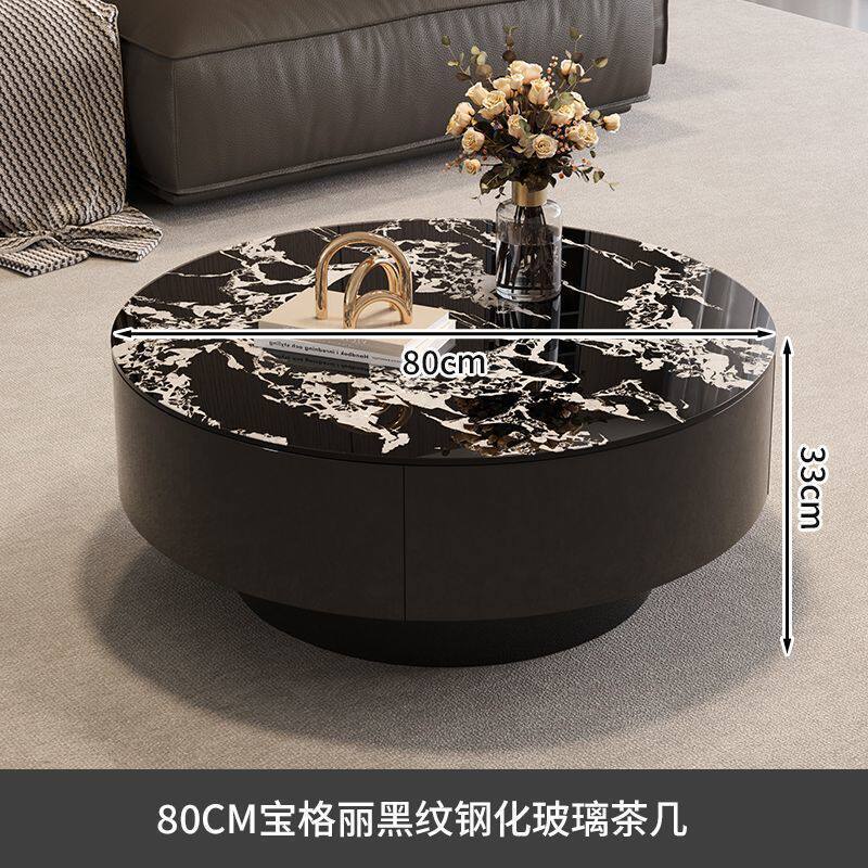 Luxury designer italian minimalist high-end living room home small apartment round glass combination coffee table