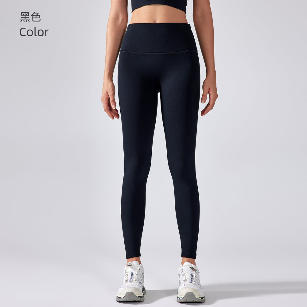Fall and winter peach butt nude yoga pants women's outwear high waist elastic tight pants fleece-lined sports nine-point pants daw196