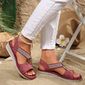 Exportplus sizefashion one-piece elastic slip-on pure colorflats sandals women's fashionthick sole wedge heel wide strap sandals