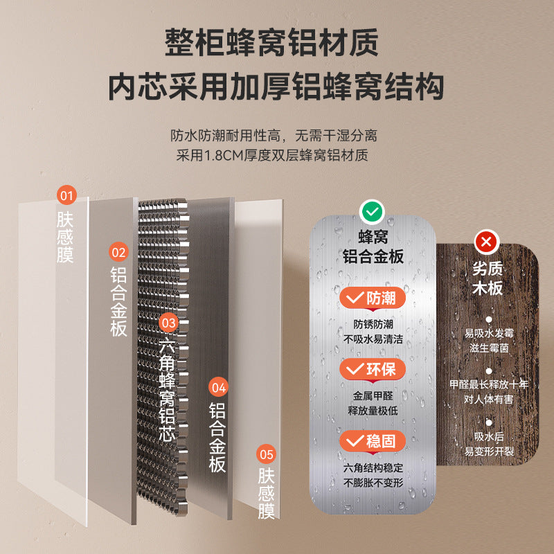 Small apartment bathroom cabinet toilet sink space aluminum storage bathroom cabinet combination ceramic integrated wash basin