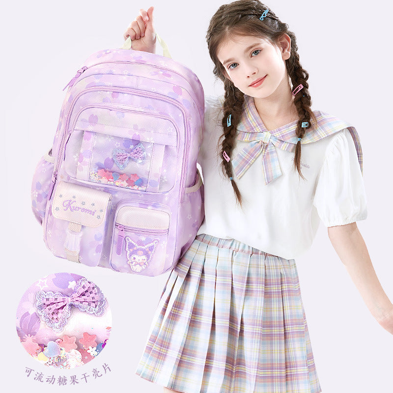 Kulomie 24 new primary school Korean version of the school bag for girls ultra-light load reduction ridge backpack 1-3-6 grade