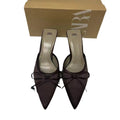 Za2024springnew arrivalbows high-heeled mules flats pointed toe toe slippers thin heel easiest for match half slippers