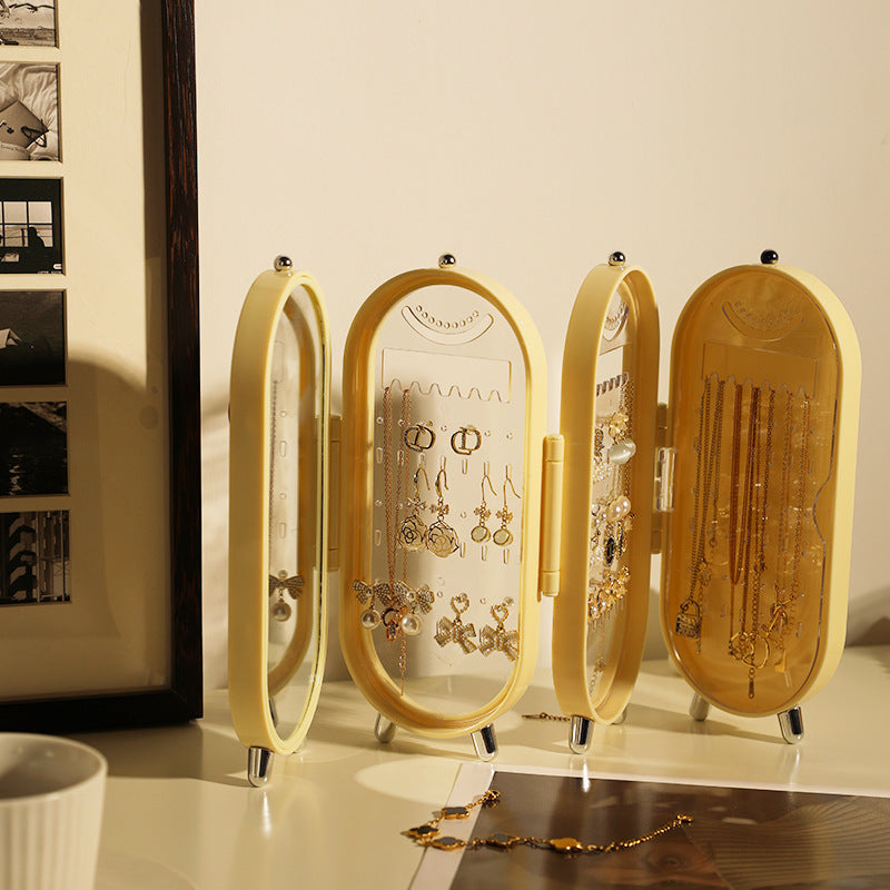 ins New Jewelry Storage Box Earrings Earrings Necklace Bracelet Jewelry Box Lipstick Cosmetics Folding Display Stand