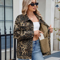 European and american cross-border e-commerce women's fashion: new washed leopard print denim jacket/outerwear for  and independent websites
