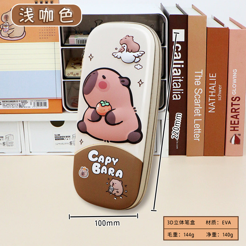 Kapibara ins wind niche pencil bag large capacity dirt-resistant primary school students high-value stationery box  stationery bag