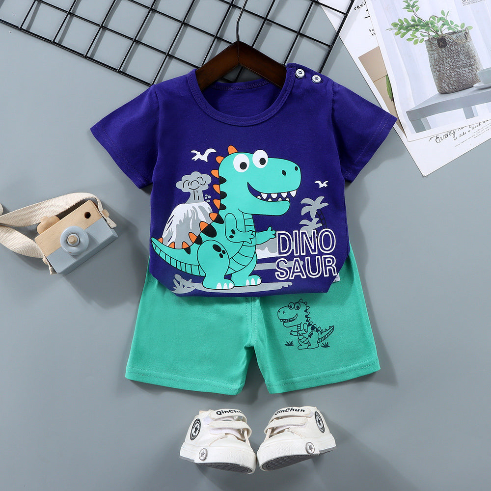 Kids' short-sleeve set: 100% cotton boys' t-shirt & baby summer outfit - girls' shorts, infant clothing, wholesale summer apparel