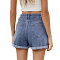 Fashion cross-border foreign trade women's new style  independent station washed versatile cherry embroidered denim shorts hot pants