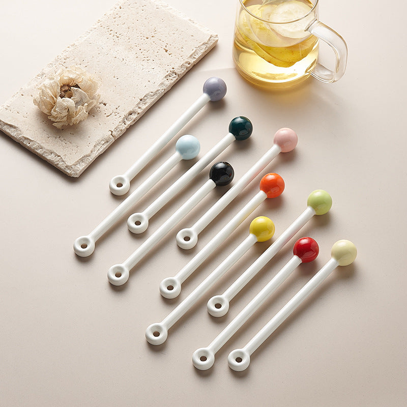 New macaron color milk powder mixing stick, high-value ceramic milk stirrer, multi-purpose mixing rod, underglaze color, milk powder stirrer