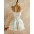Women's summer vacation strapless metal buckle knit bodycon mini dress (belt and accessories not included)