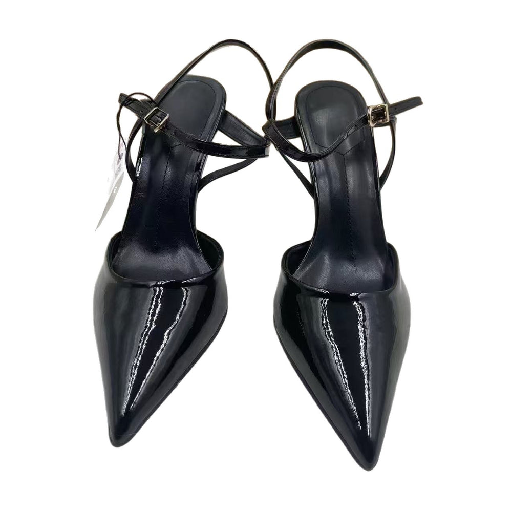 Za2025 spanish spring/summer off-white pointed-toe mules, stiletto heel closed-toe sandals, fairycore fashion