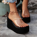 exportplus sizenew arrival one strap transparent open toe platform cake thick solewaterproof platform wedge outwear sandals and slippers for women
