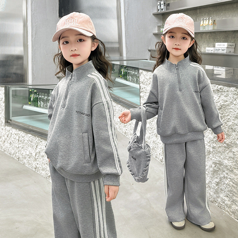 Kids' spring/autumn tracksuit set - stylish girls' sweatshirt and sweatpants -  new fashionable children's two-piece outfit