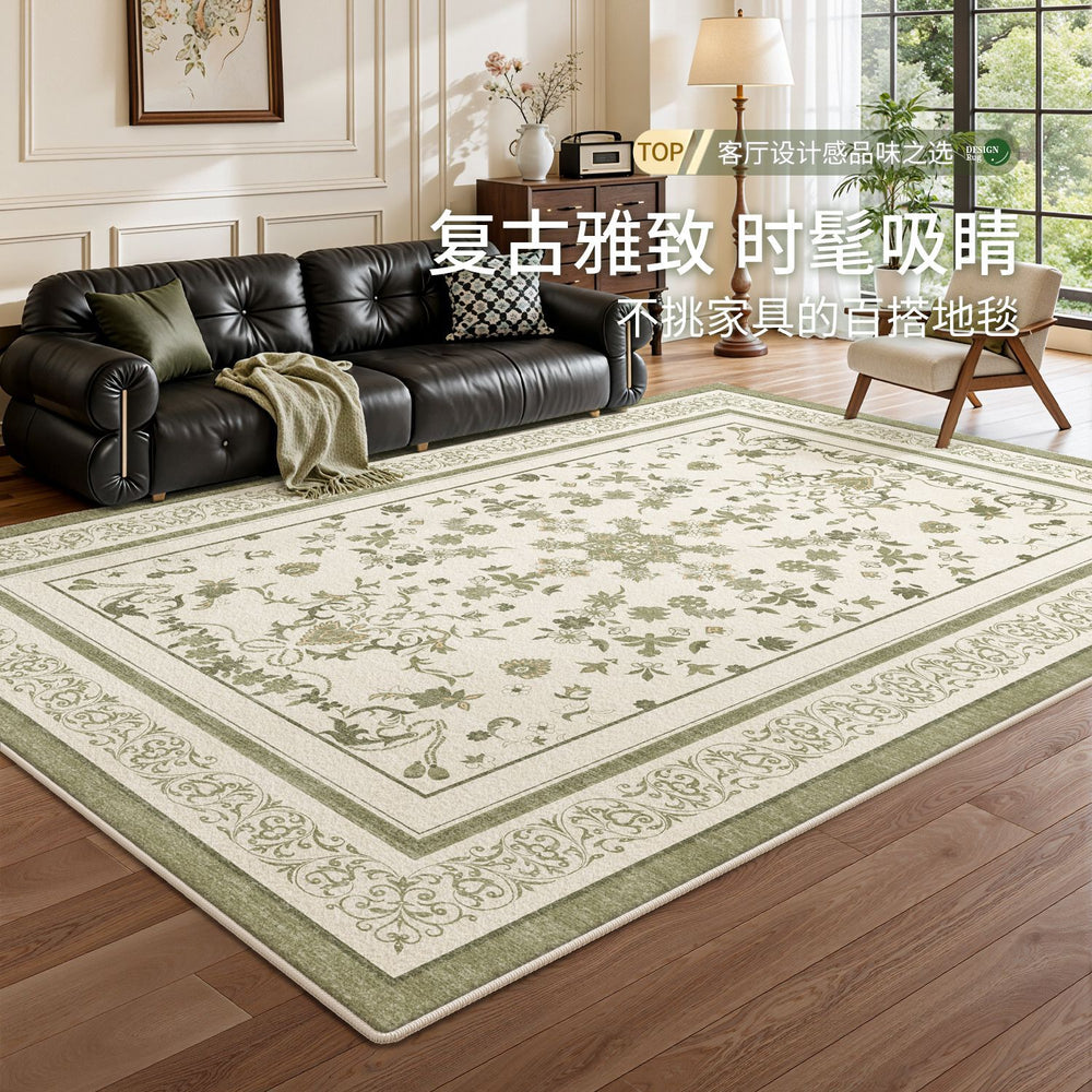 Carpet living room green french retro medieval style no-wash waterproof sofa bedroom easy-care classy floor mat