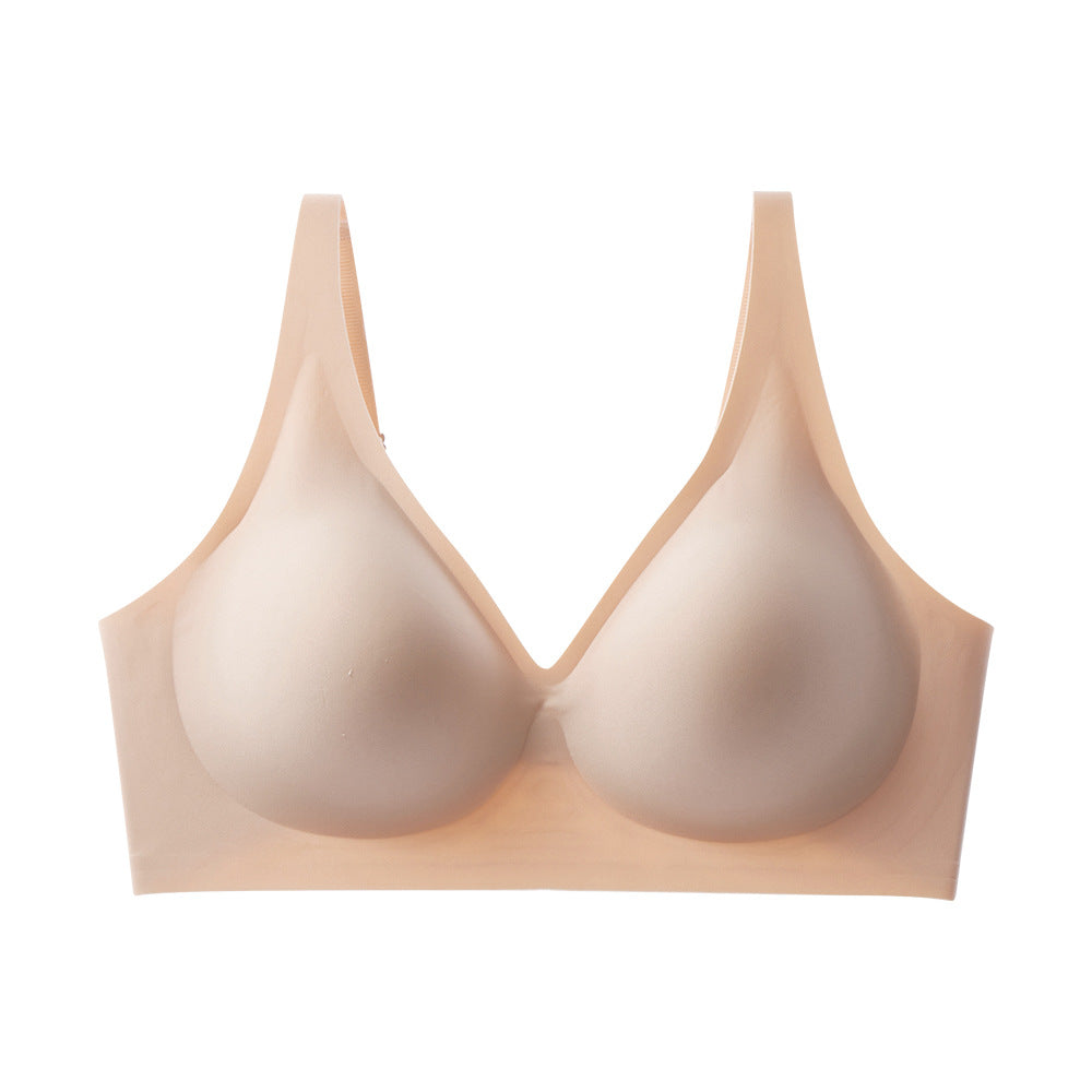 french seamless bra thin jelly glue soft support breast reduction fashion women's plus size bra