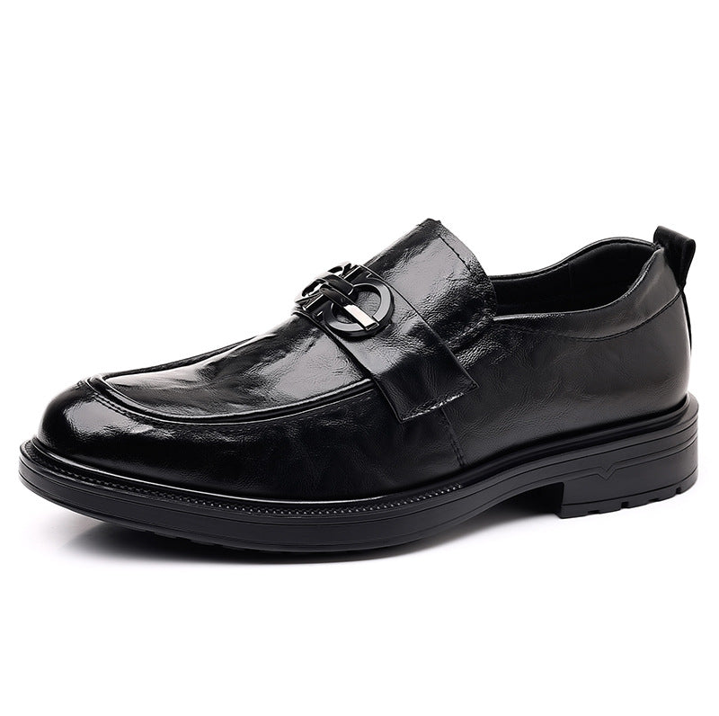 Business formal leather shoes for men live broadcast hand-grabbed pattern slip-on british style slip-on casual groom wedding suit shoes