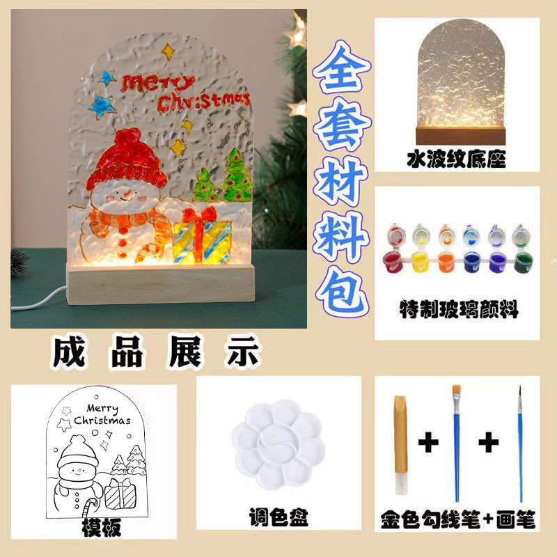 Tulip night light DIY material package, gift for girlfriend, hand-painted night light, water ripple acrylic light, ambient light.