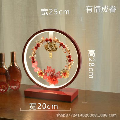 Red festive wedding table lamp bedroom bedside lamp wedding room everlasting light gift wedding creative led warm romantic