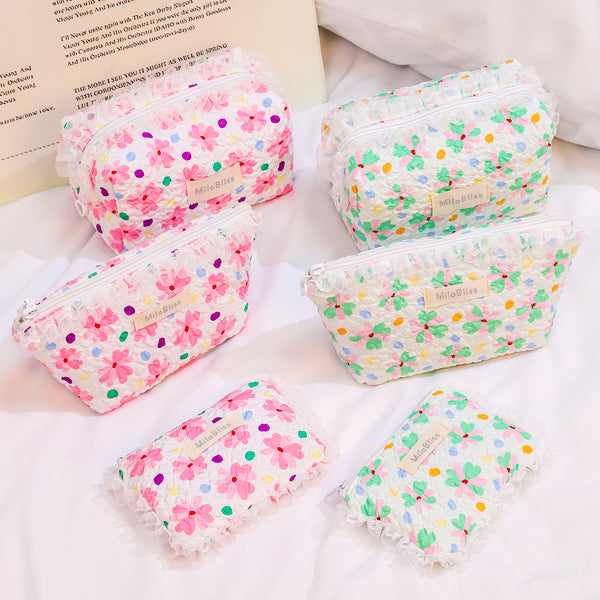 Cross-border special for small floral cute cosmetic bag, small fresh travel portable change bag, girls skin care product storage bag