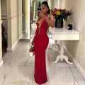 European and american cross-border women's fashion:  autumn new arrivals - sexy and chic halter top with high-waisted slimming midi skirt set