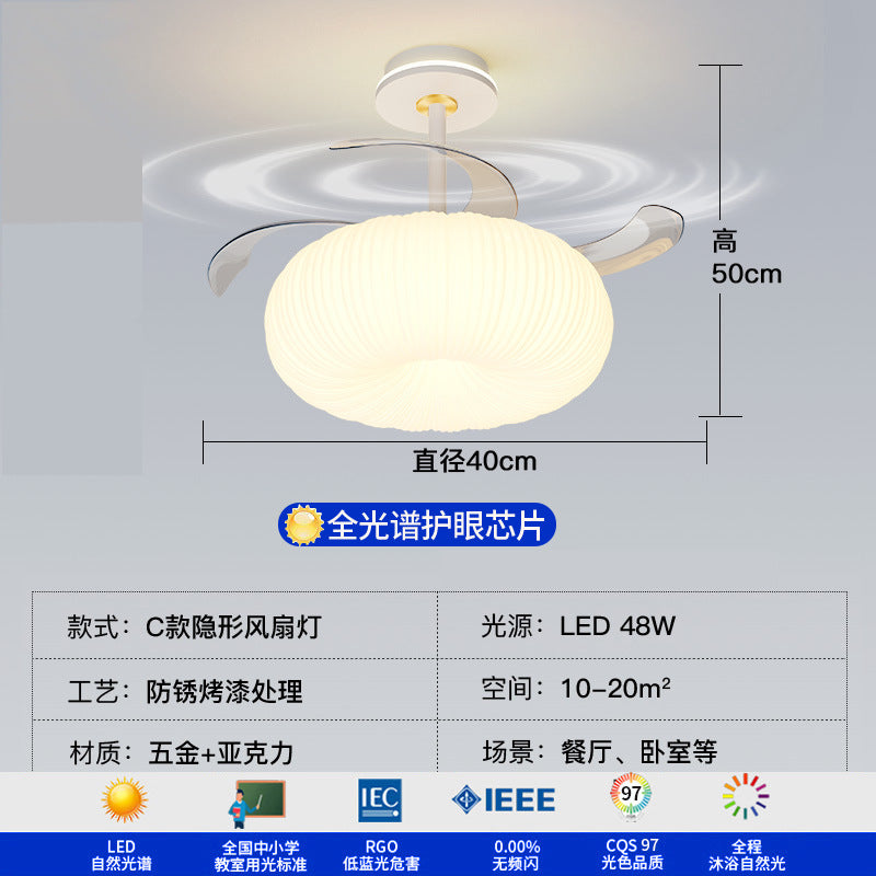 [Strict Selection] Ceiling Fan Light Cream Wind New Room Fan Light Simple Modern Bubble Dining Table Chandelier