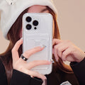 Card slot transparent case for apple 15 pro full coverage phone case iphone 11/12 minimalist anti-drop protective cover