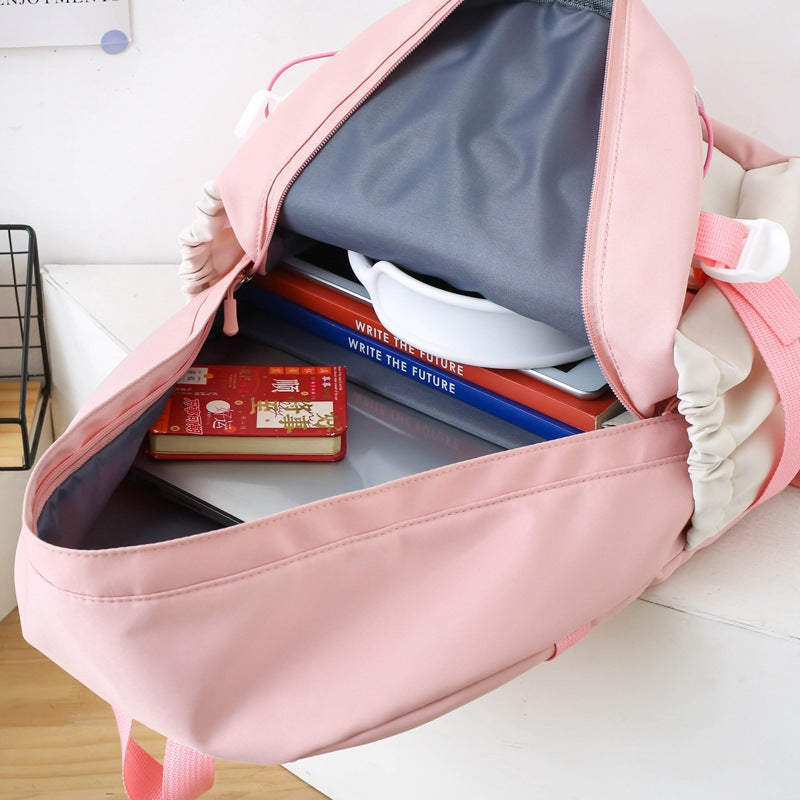 Primary and secondary school students schoolbag new color matching cute cartoon going out leisure backpack daily large capacity backpack