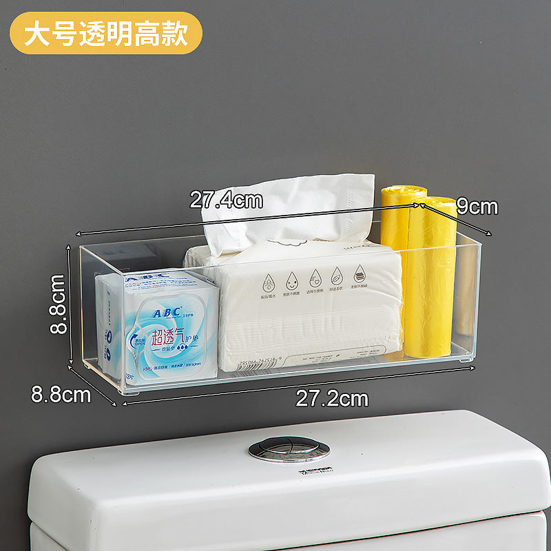Shelf above the toilet in the bathroom Plastic multi-functional wall No punching sundries Paper towels Wall hanging storage box
