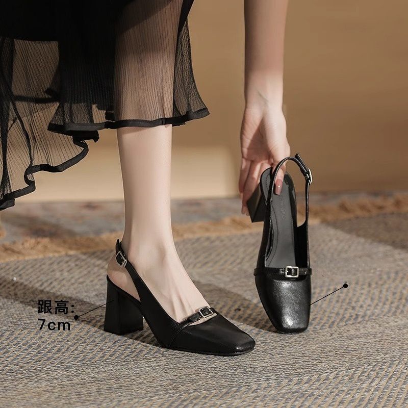 Niche stylesense of designelegant high heels spring summernew arrivalretrocasualcasual square toe heightening to show leg length sandals