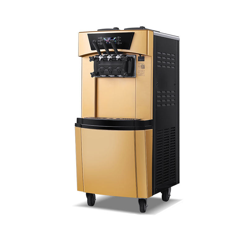 9228 ice cream machine - commercial automatic vertical three-color ice cream cone maker - gold finish, high production capacity
