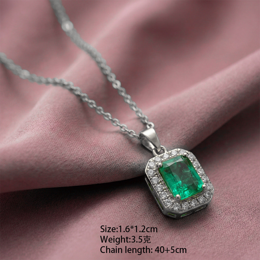 Japanese and korean popular copper inlaid zircon full diamond necklace women's light luxury niche new style non-fading titanium steel clavicle chain jewelry