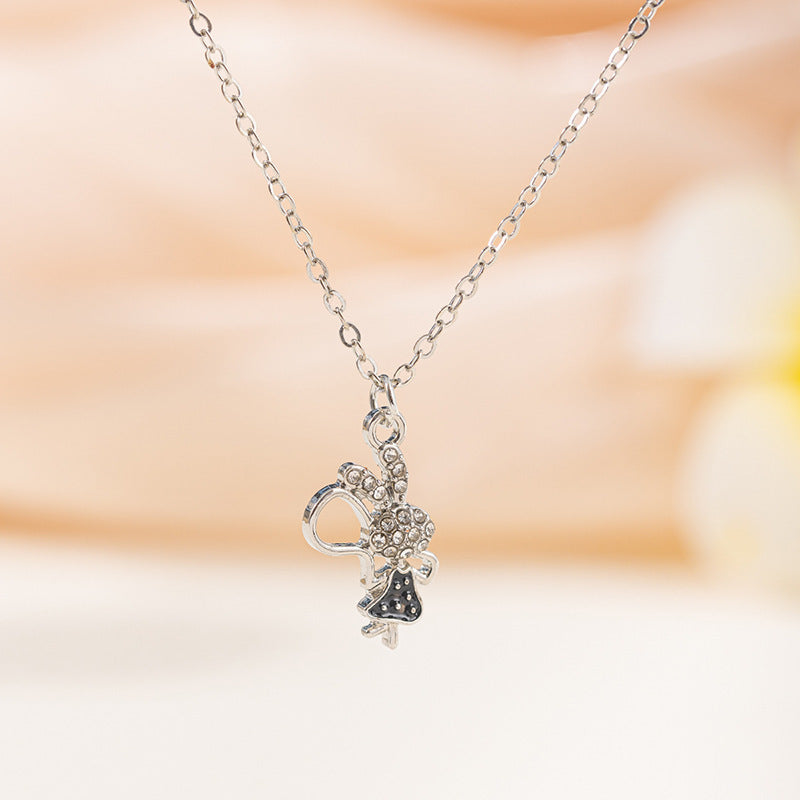 Strawberry necklace wholesale: european, american, and korean style minimalist ins rabbit pendant with diamond accents, enamel cartoon cute jewelry for women