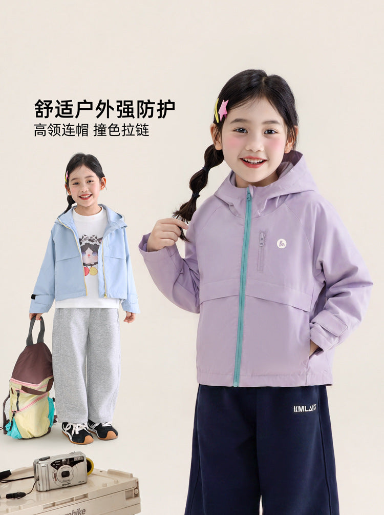 【factory wholesale】girls' outdoor windproof jacket - new autumn collection, kids' hooded outerwear for toddlers and young children - wholesale