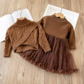 Christmas dress girls' sweater dress  autumn/winter new princess dress new year's outfit tutu skirt set