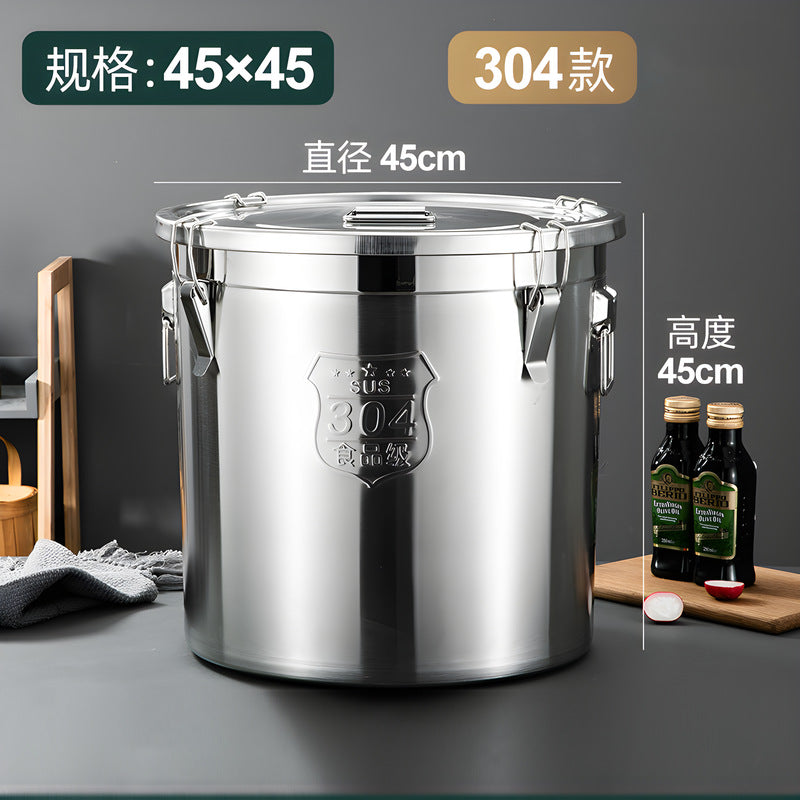 304 stainless steel large capacity rice bucket insect-proof and moisture-proof for homestorage sealed bucket thickened rice barrel flour storage tank