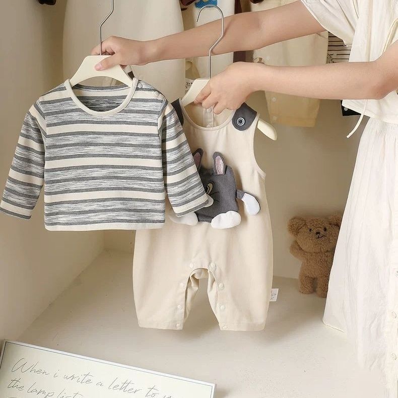 Autumsuit clothes overalls jumpsuit baby cute new arrival cartoon super cute spring & falltwo-piece set trendy