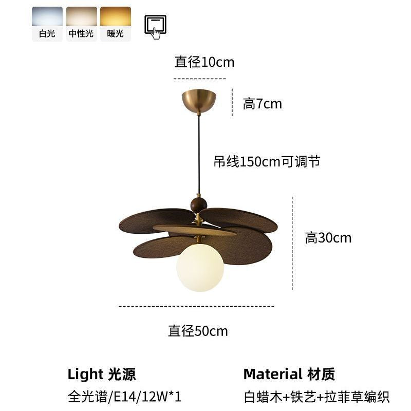 French medieval chinese ancient style rattan lamp restaurant japanese retro dining table chandelier bedroom master bedroom study balcony
